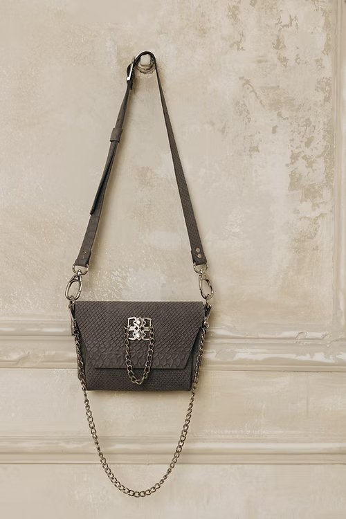 "Don't stop the dance" shoulder bag, gray nickel