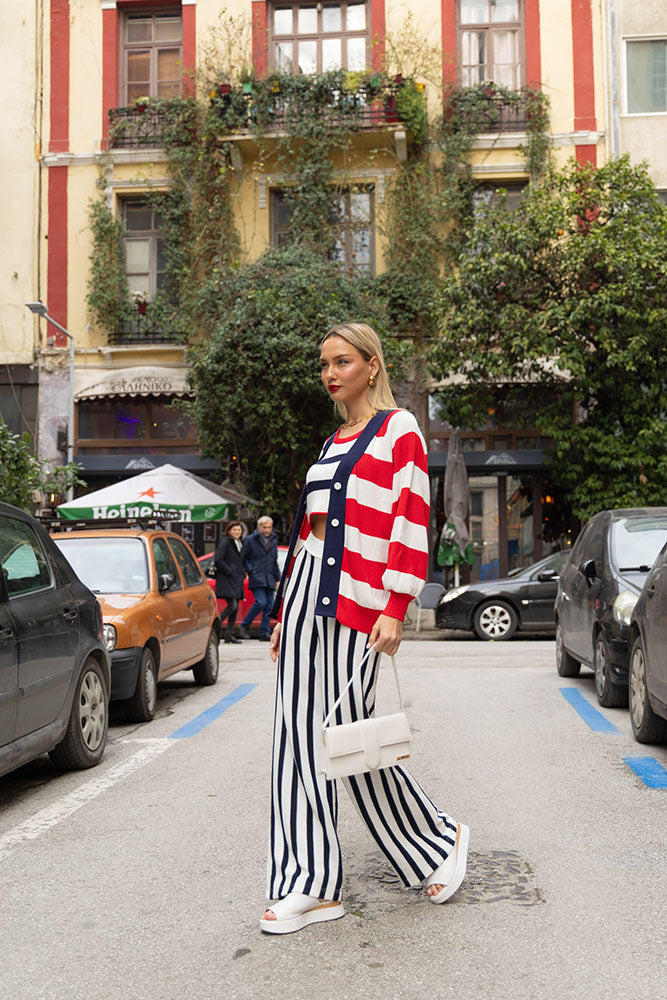 Bronx Trousers  (White/Blue Stripes)