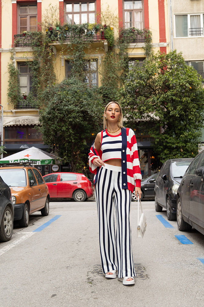 Bronx Trousers  (White/Blue Stripes)