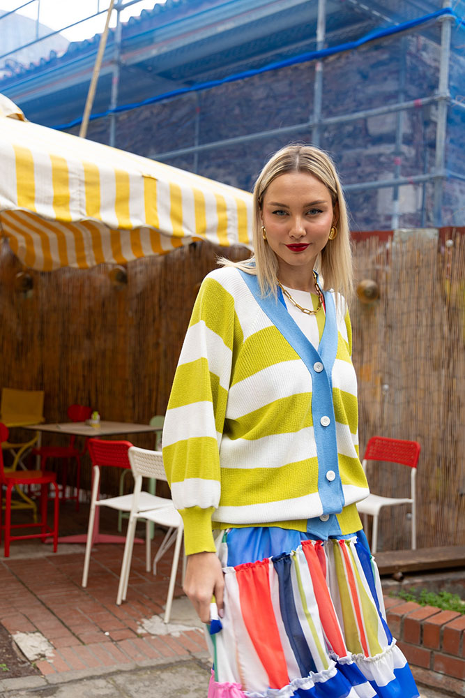 Jays Cardigan (Lime / White)