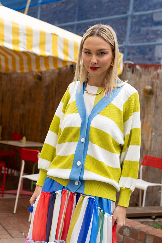 Jays Cardigan (Lime / White)