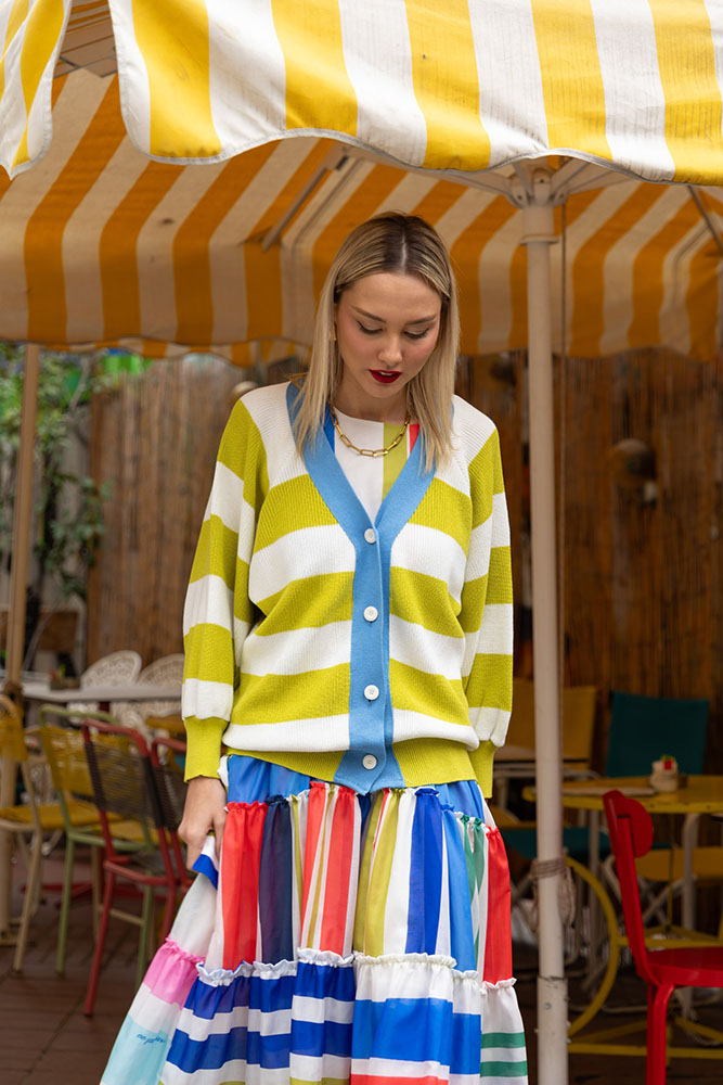 Jays Cardigan (Lime / White)