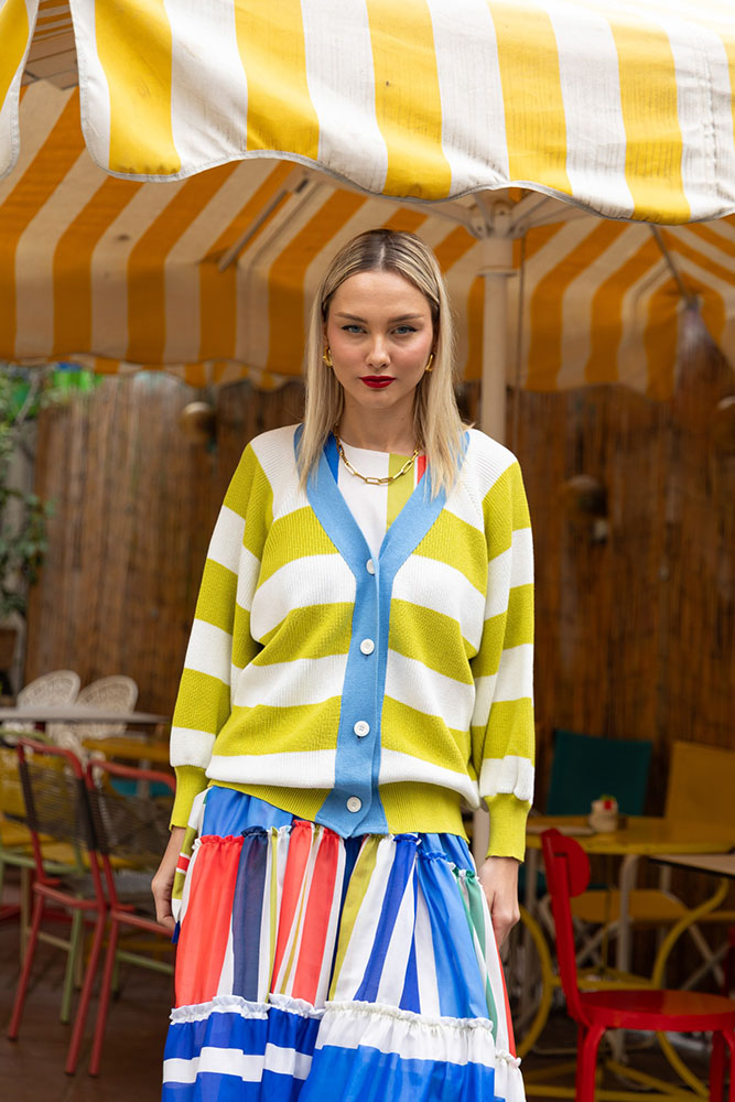 Jays Cardigan (Lime / White)