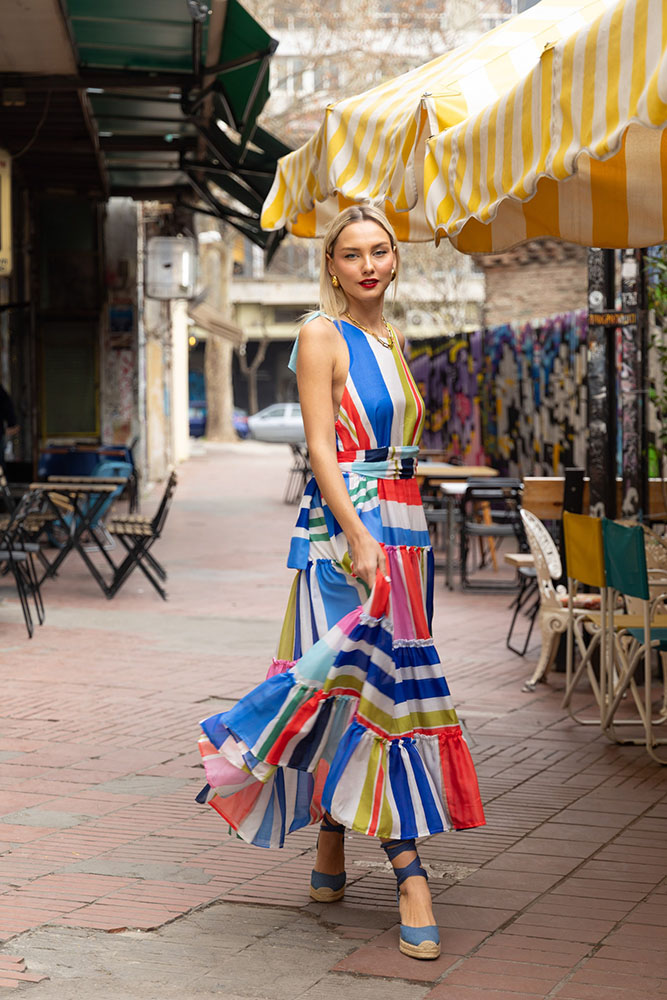 Igrid Dress (Multi Stripes)