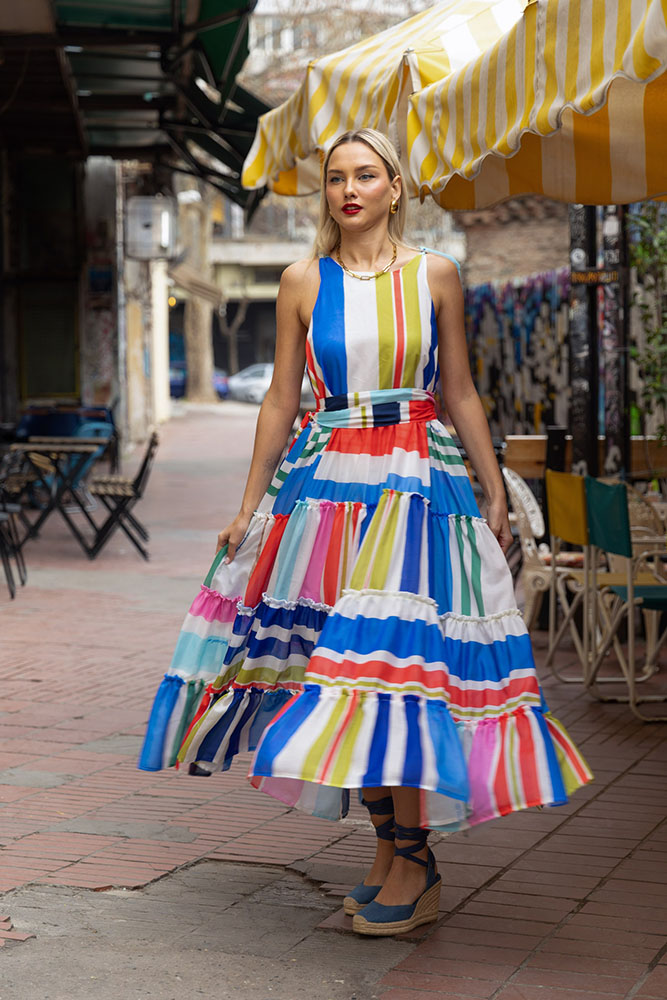 Igrid Dress (Multi Stripes)