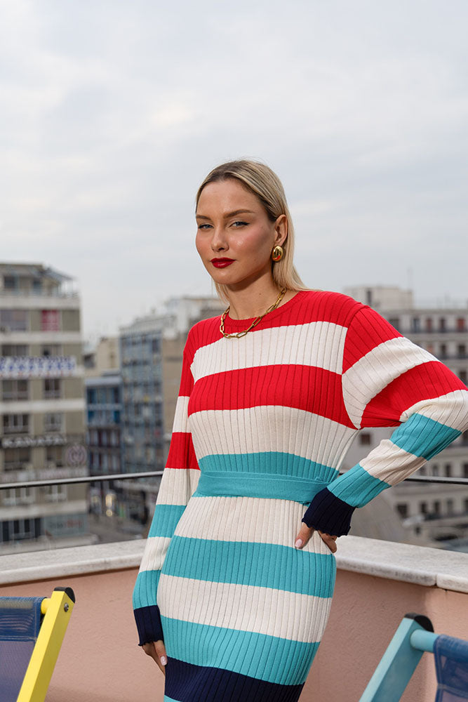 Gigi Dress Multi Stripes