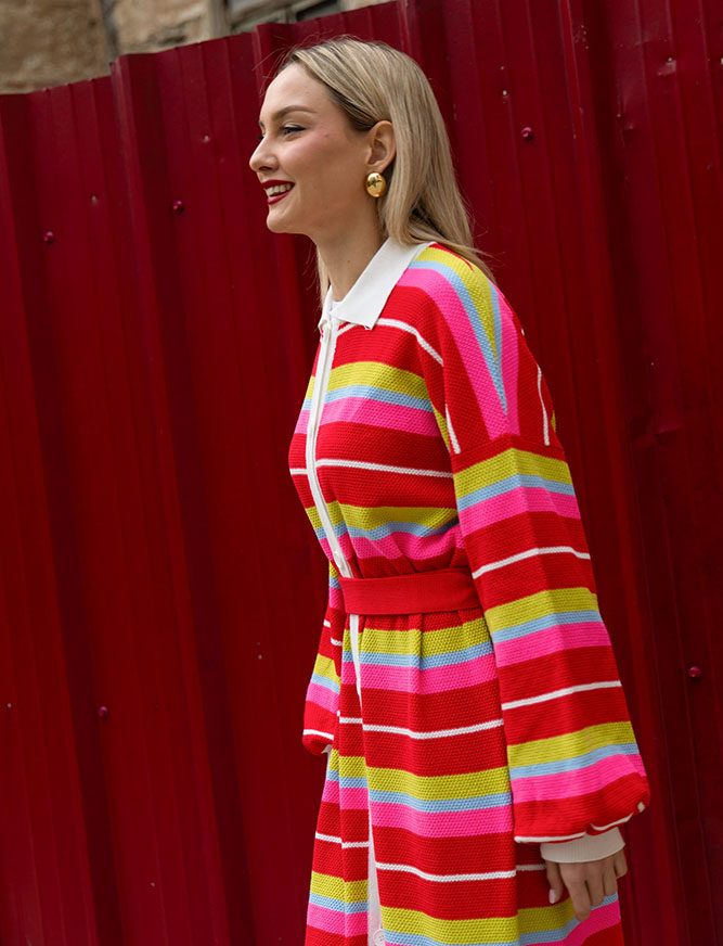 Katty Cardigan Dress (Multicolor stripes)