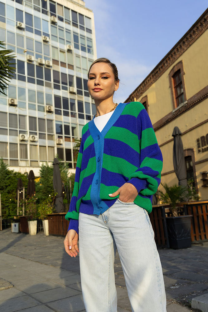 Jays Cardigan (Blue/Green)