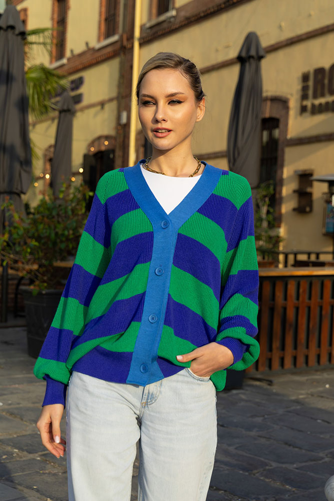 Jays Cardigan (Blue/Green)