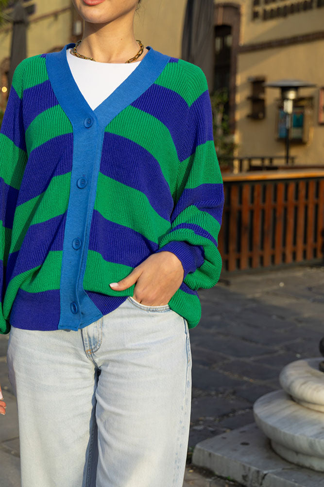 Jays Cardigan (Blue/Green)