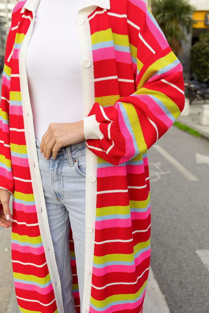 Katty Cardigan Dress (Multicolor stripes)