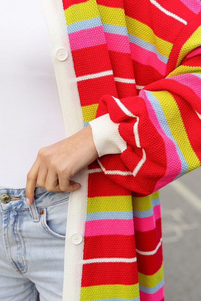 Katty Cardigan Dress (Multicolor stripes)