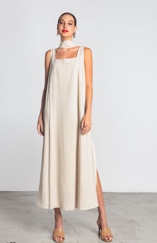 Beige dress with belt