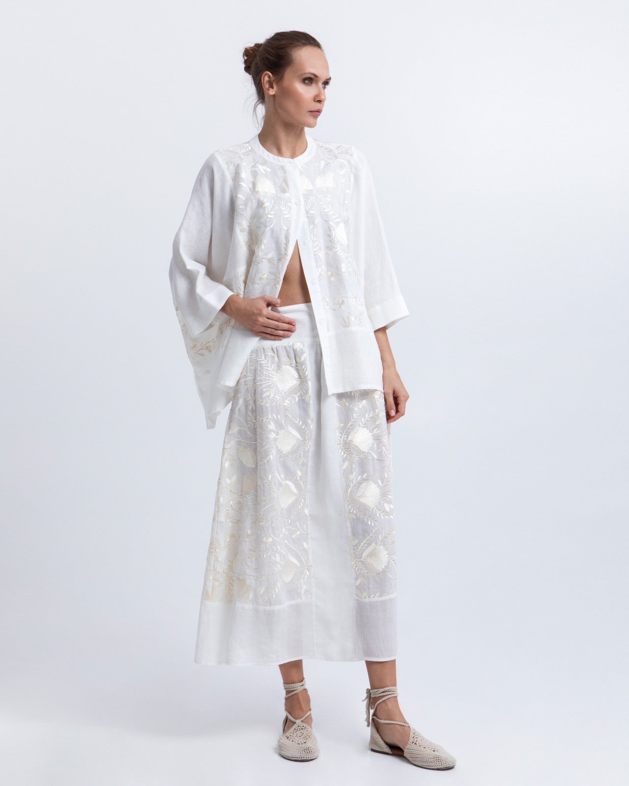JACKET BLOSSOM ASYMMETRIC 100% LINEN BLUE 2055053
