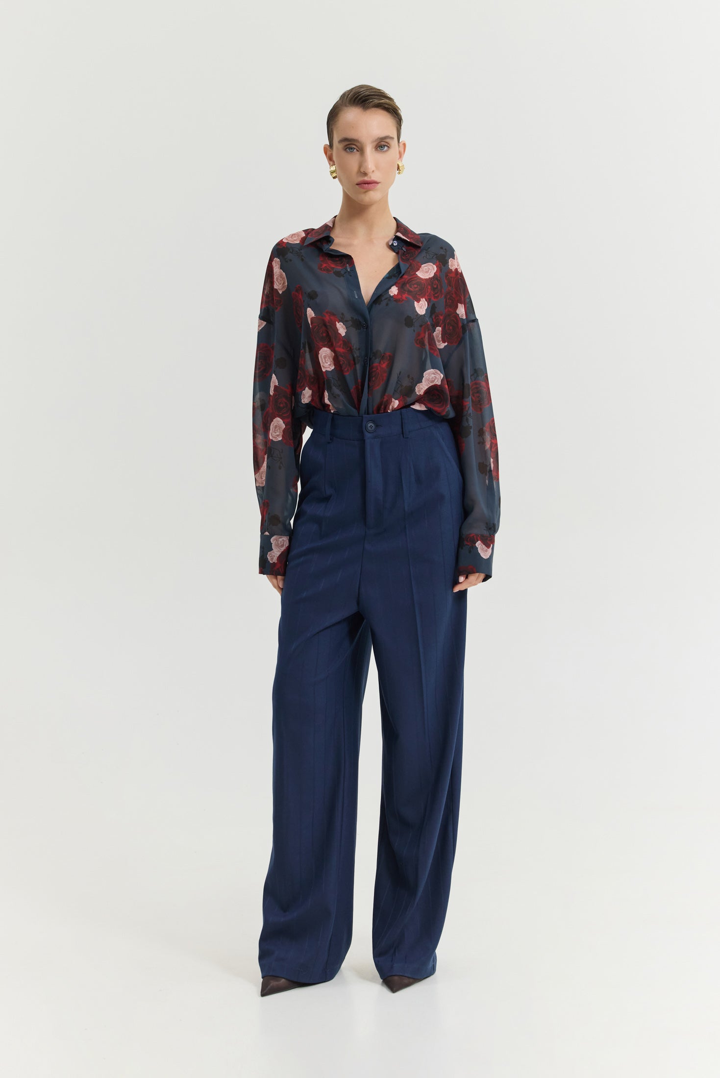 Heather Shirt (Shadow Roses Blue)