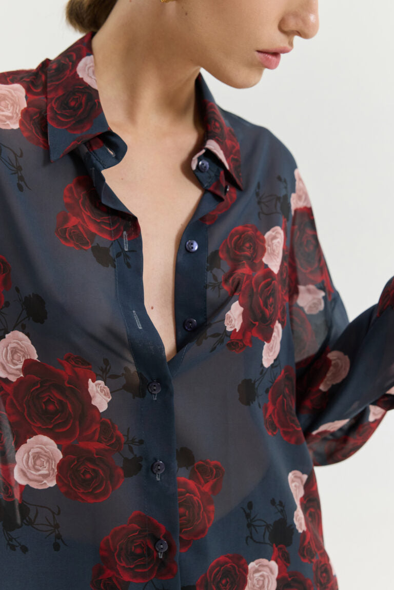 Heather Shirt (Shadow Roses Blue)
