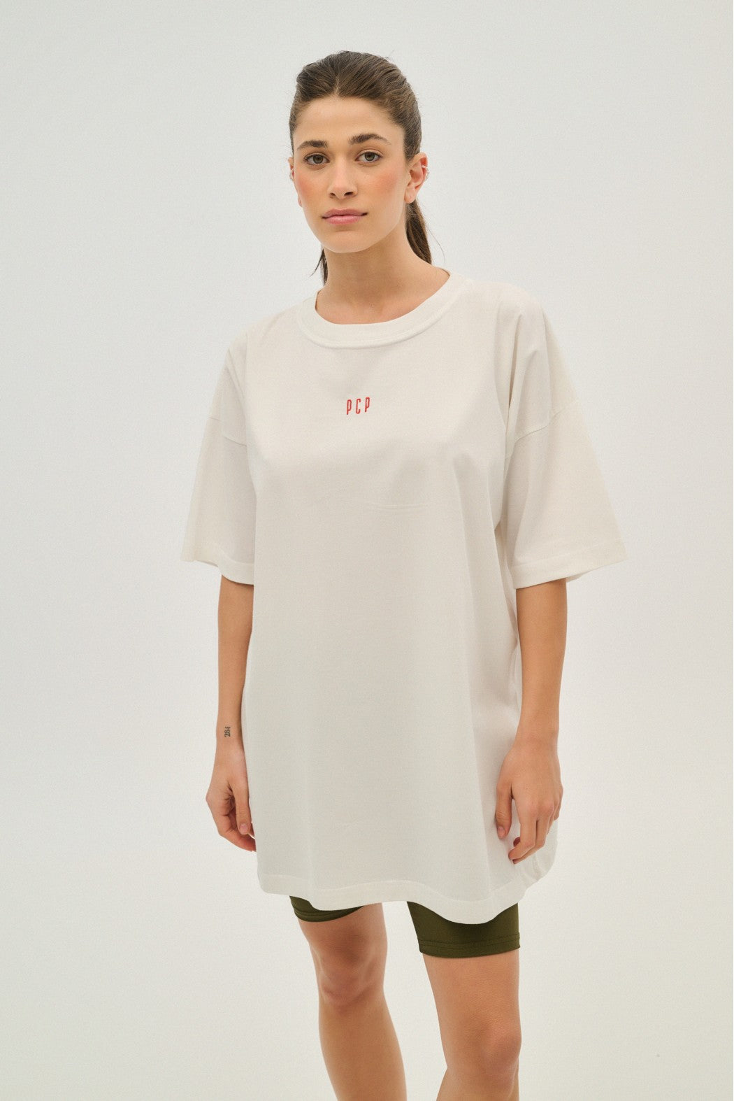 WOMAN T-SHIRT WITH EMBROIDERY AND SILK SCREEN PRINT - QUOTE WHITE