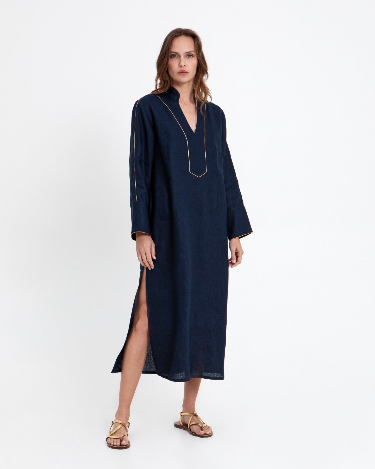 DRESS LONG L/S V NECK WICK 1003143