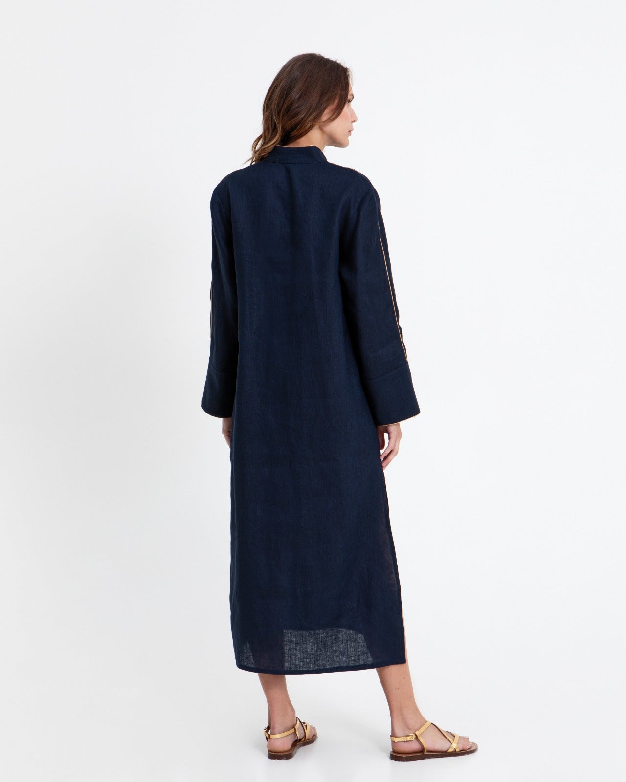 DRESS LONG L/S V NECK WICK 1003143
