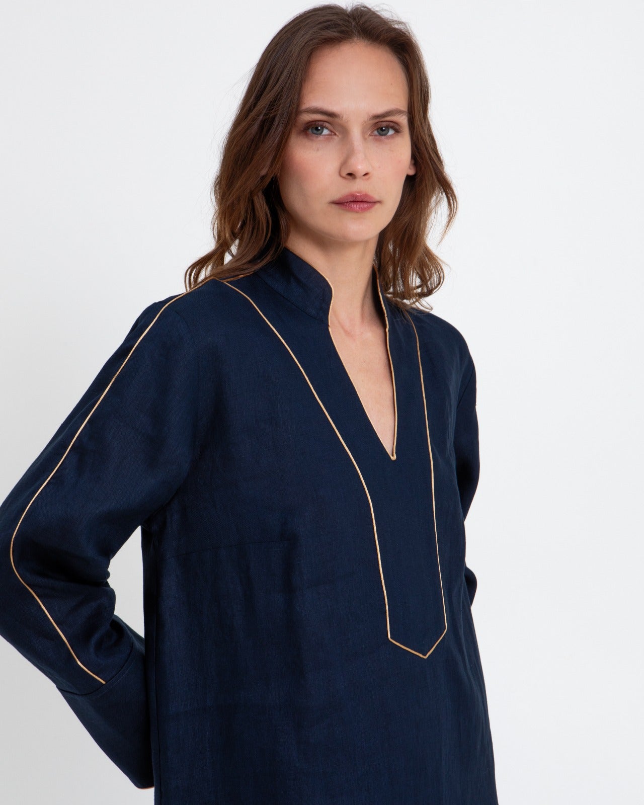 DRESS LONG L/S V NECK WICK 1003143