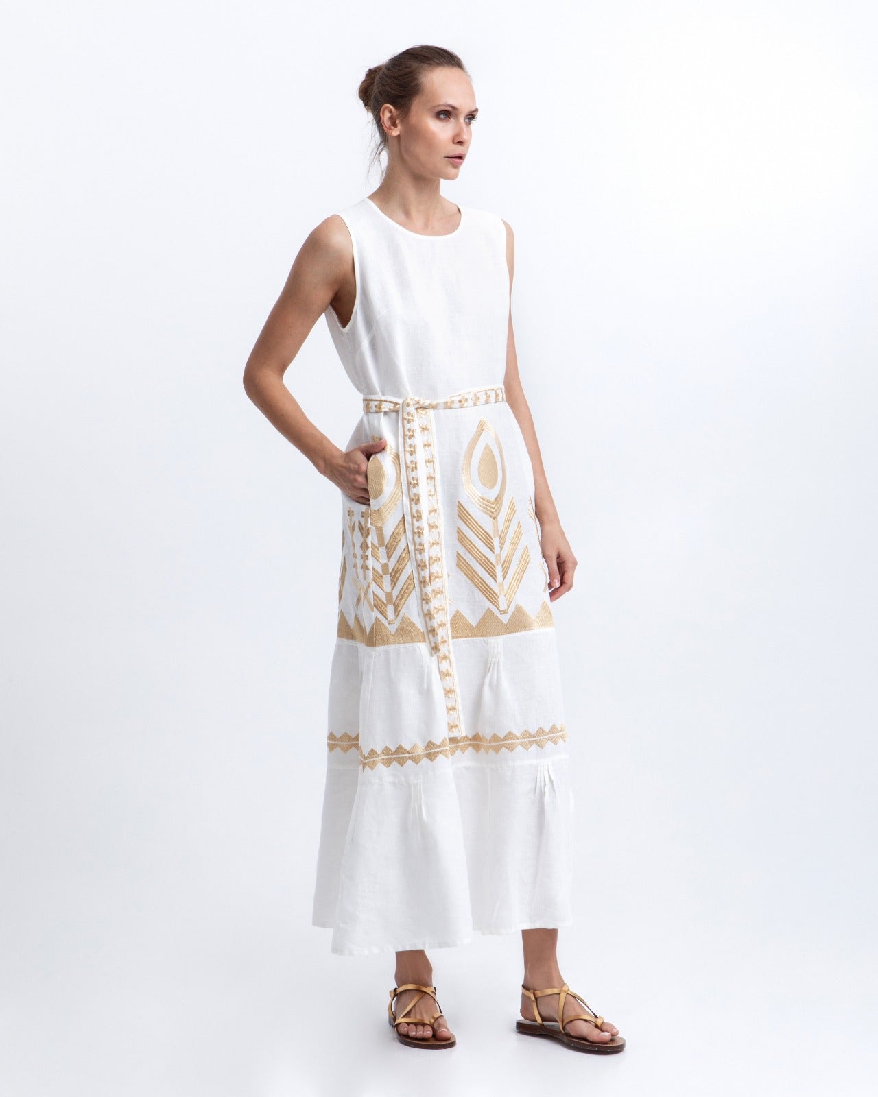 DRESS MAXI FEATHER SLEEVELESS BELT 2133168