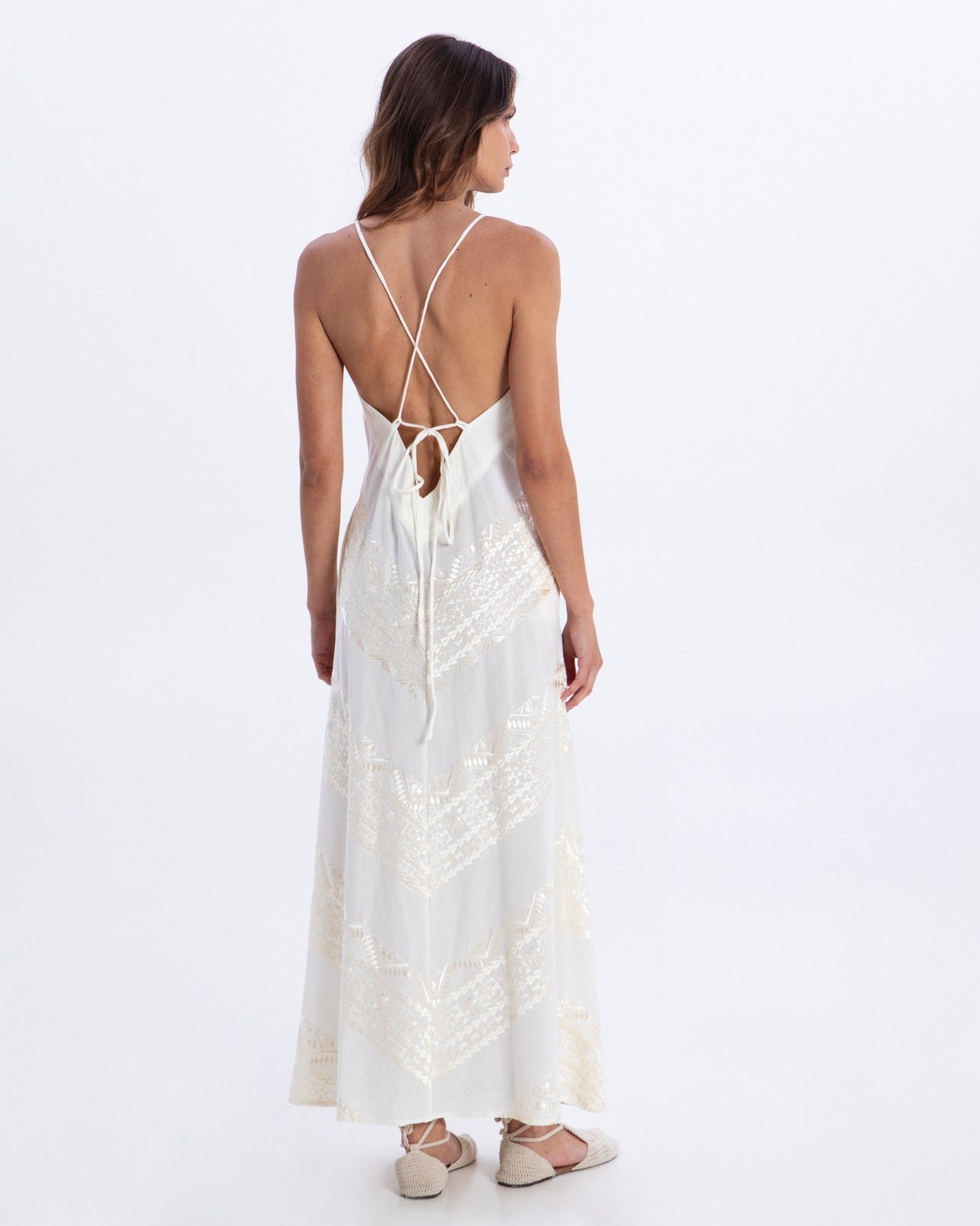 DRESS MAXI CLASSIC TRIANGLE CROSS STRAPS WHITE 3103182