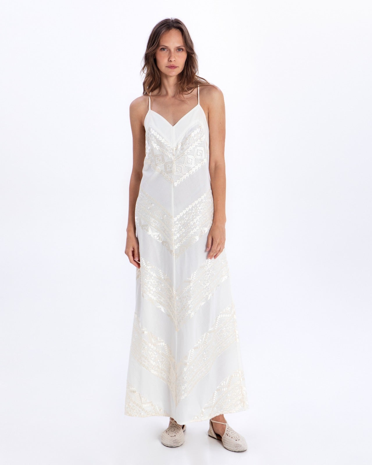 DRESS MAXI CLASSIC TRIANGLE CROSS STRAPS WHITE 3103182