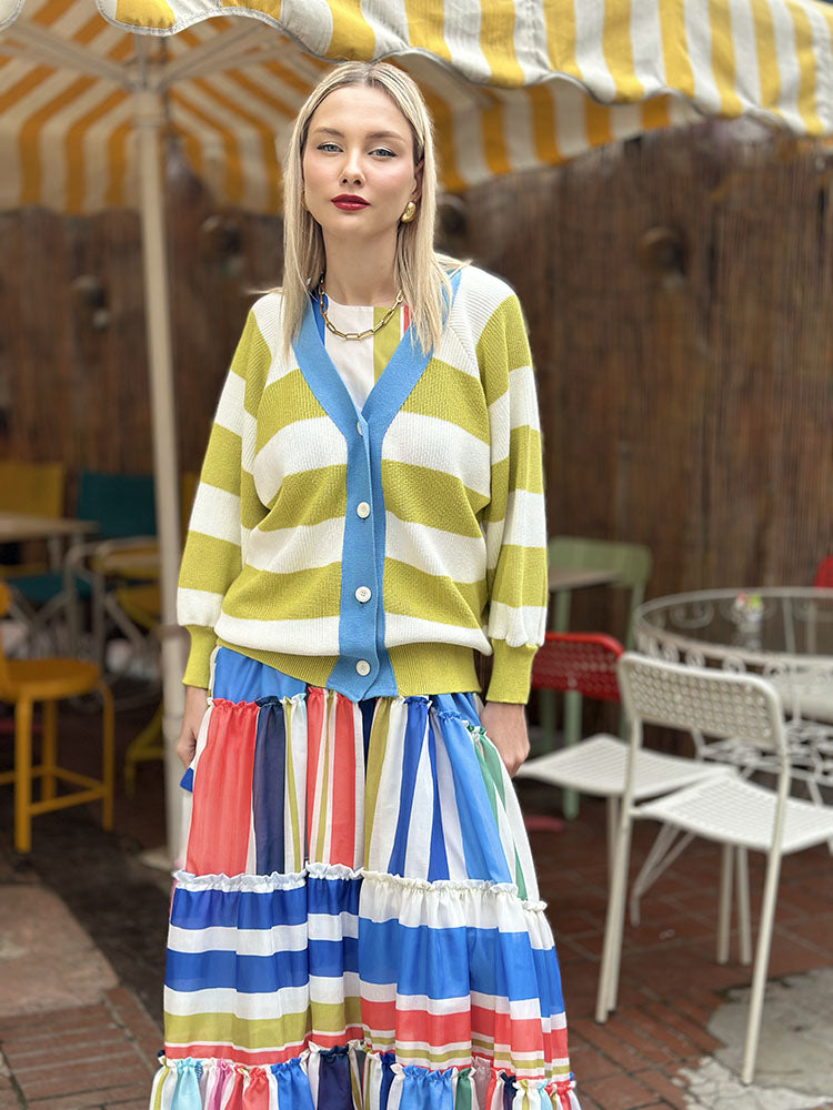 Jays Cardigan (Lime / White)