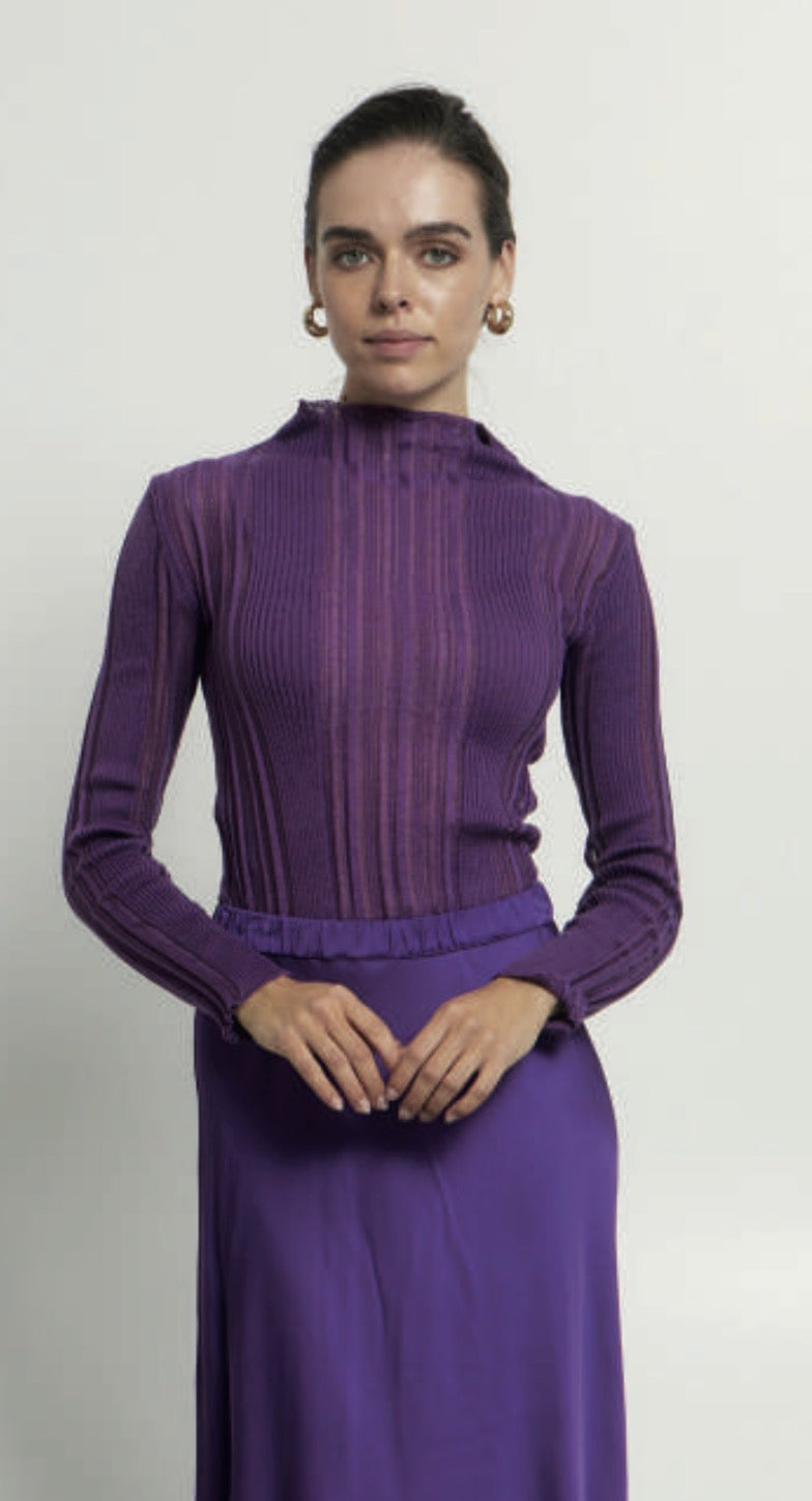 W26938 KNIT LONGSLEEVE BLOUSE  WITH HIGH NECK