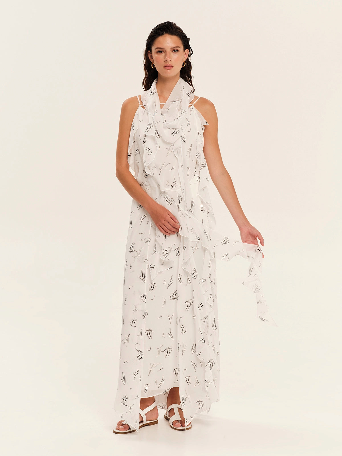 Maxi Dress with Ties – Magicality White and Black S26507
