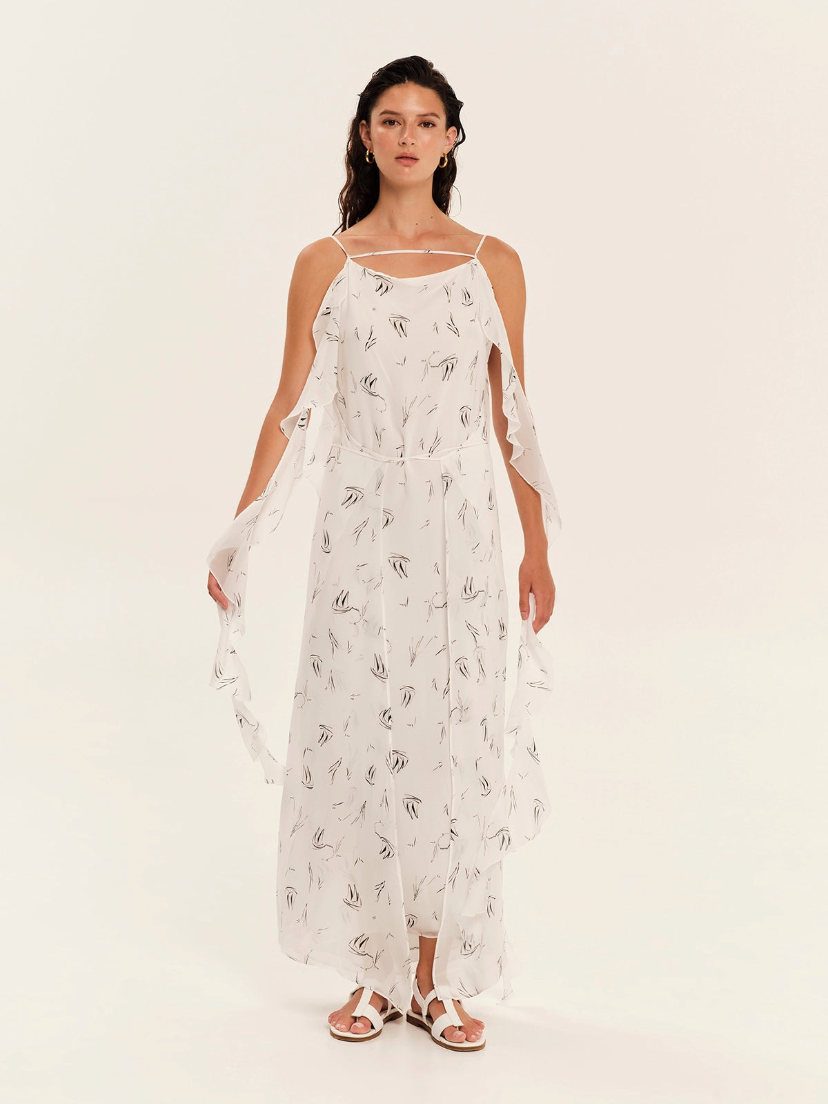 Maxi Dress with Ties – Magicality White and Black S26507