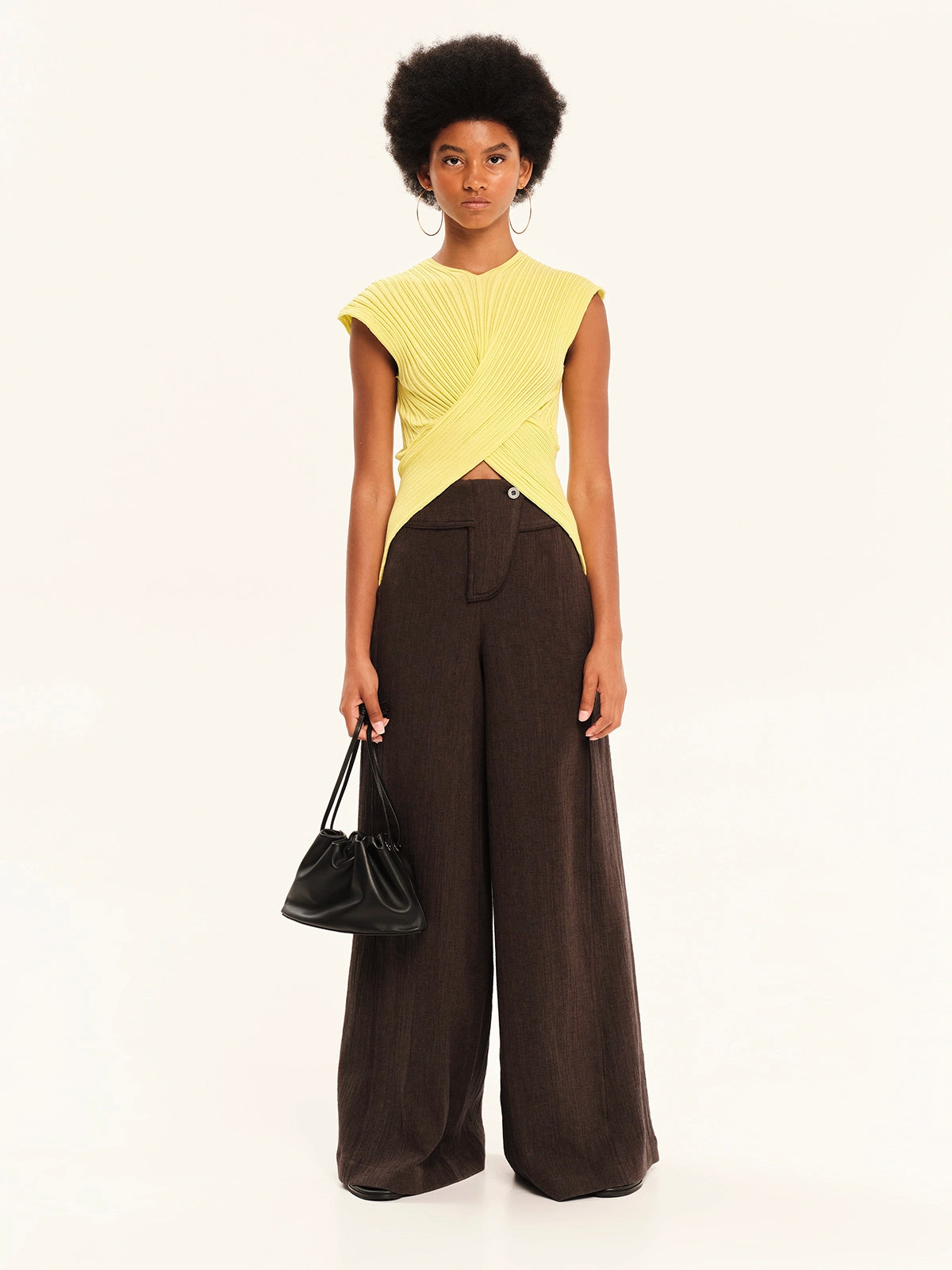 Knit Crossed Top – Seashells Black S26239