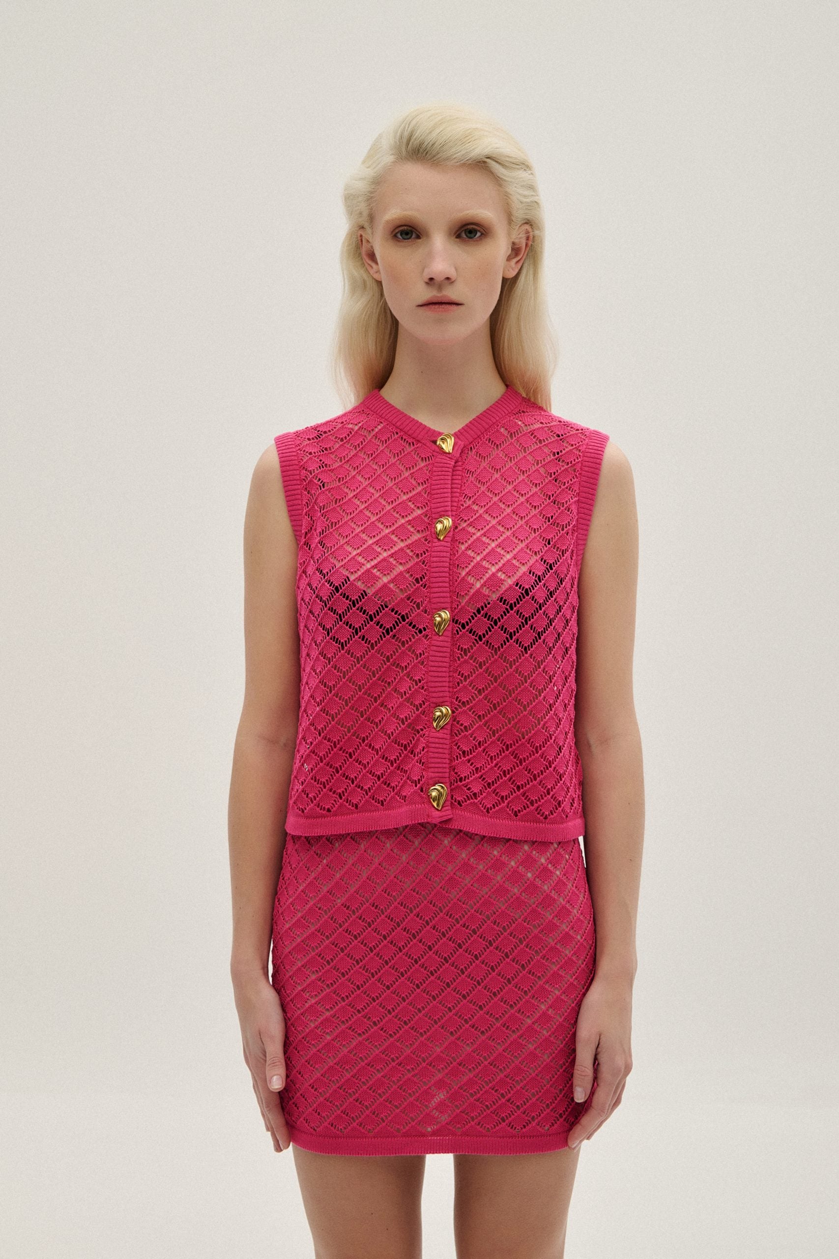 Skirt Mini Knit Fuchsia