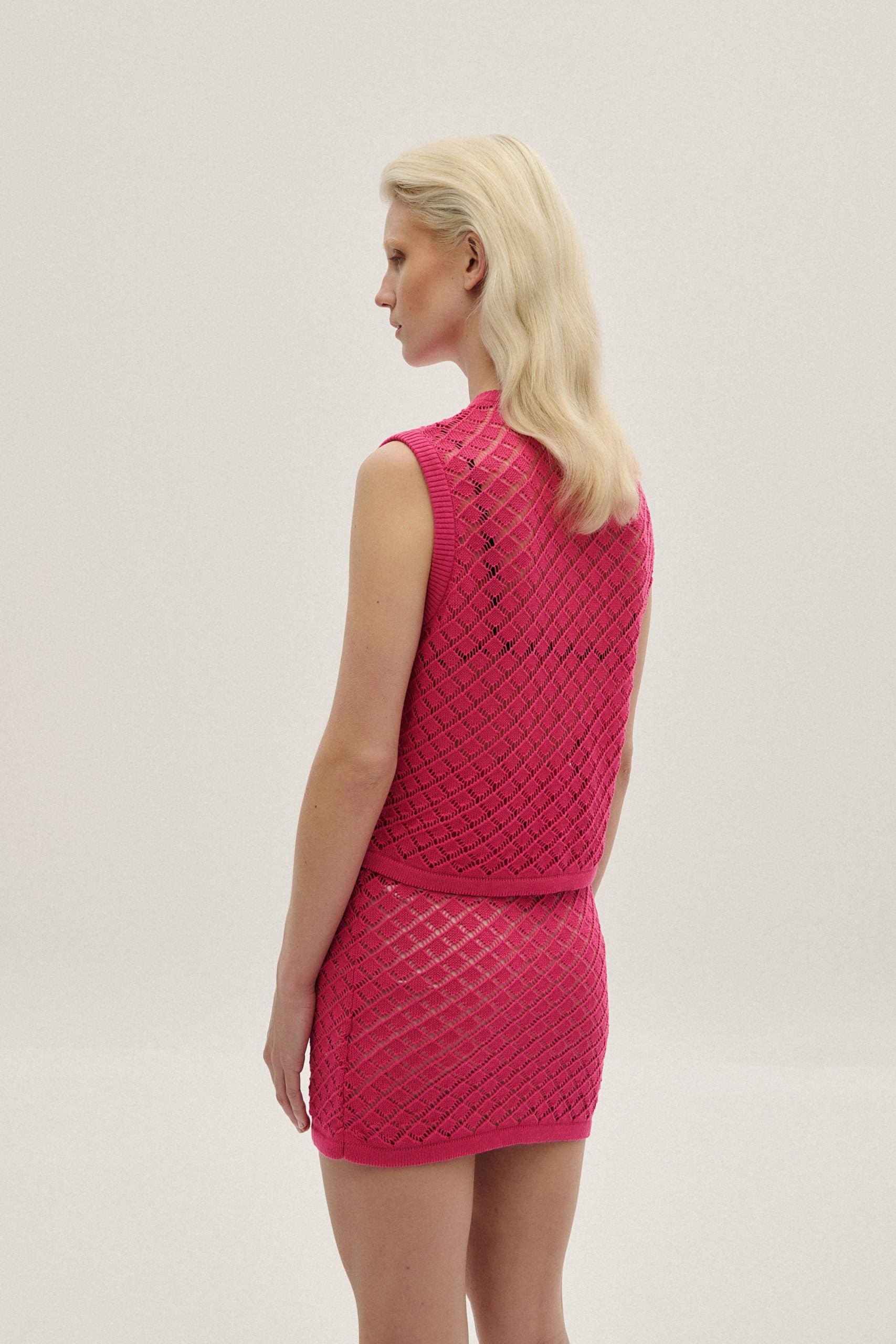 Skirt Mini Knit Fuchsia