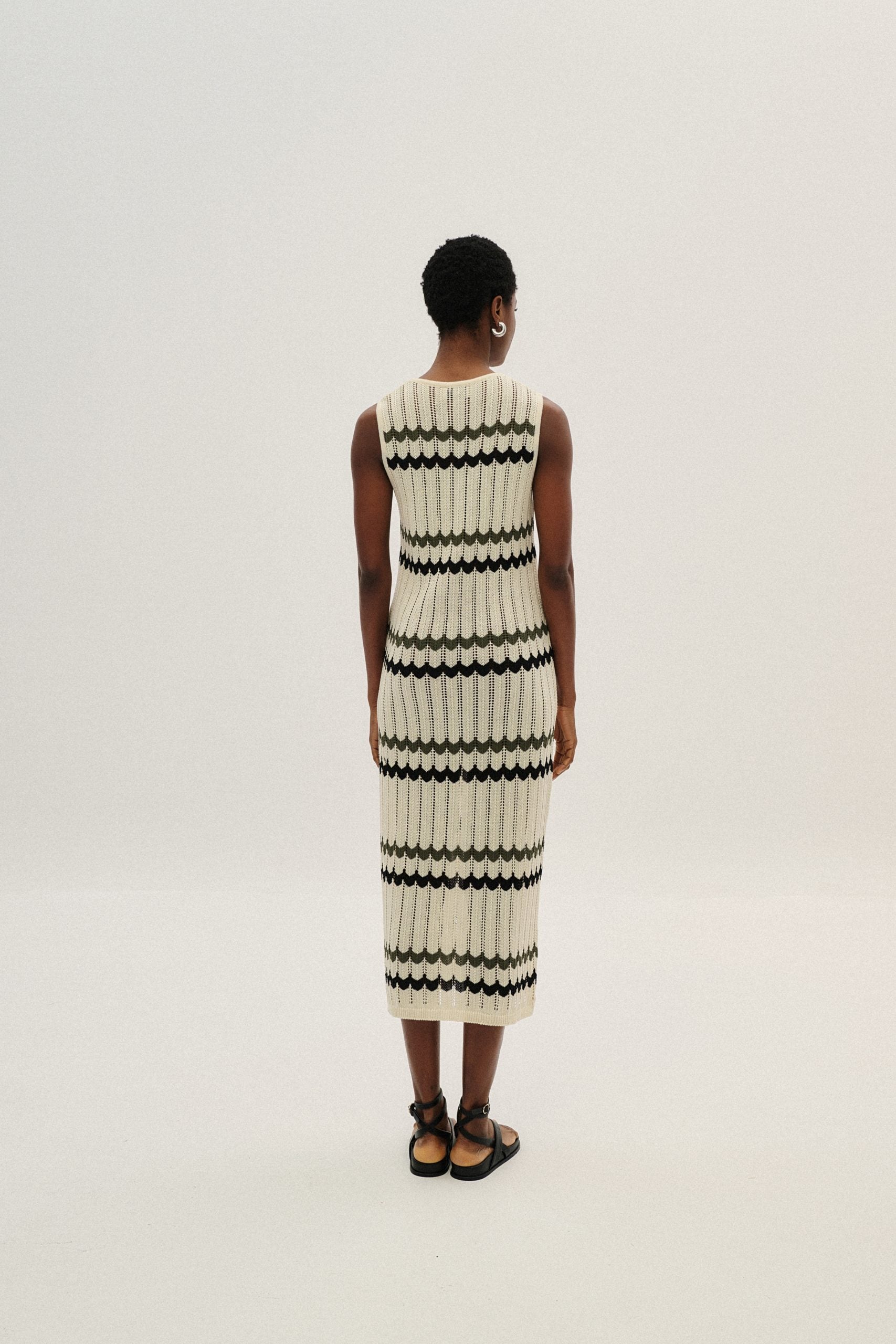 Dress Maxi Knit Ecru-Khaki-Black