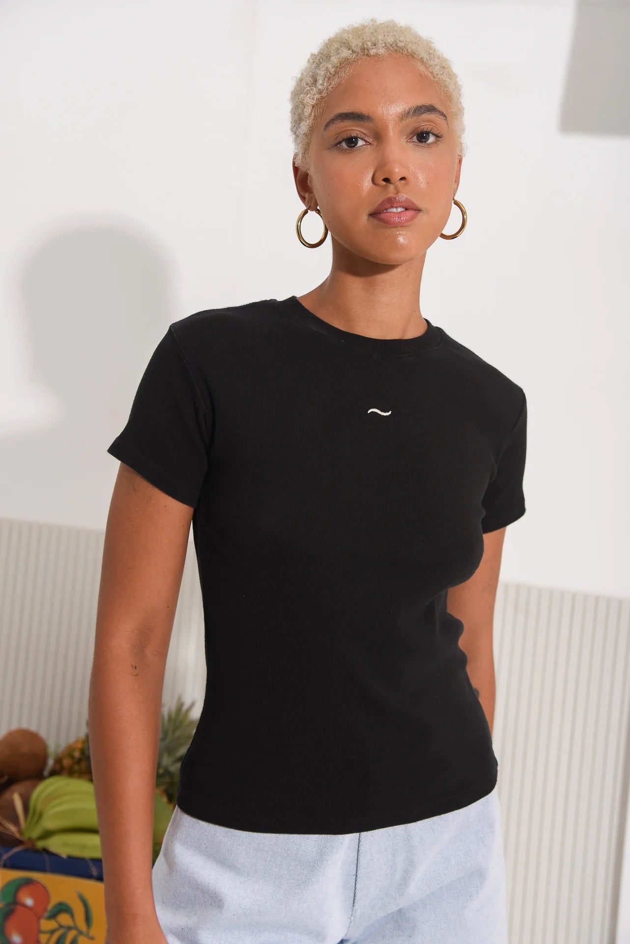 SALTFISH RIBBED TEE BLACK