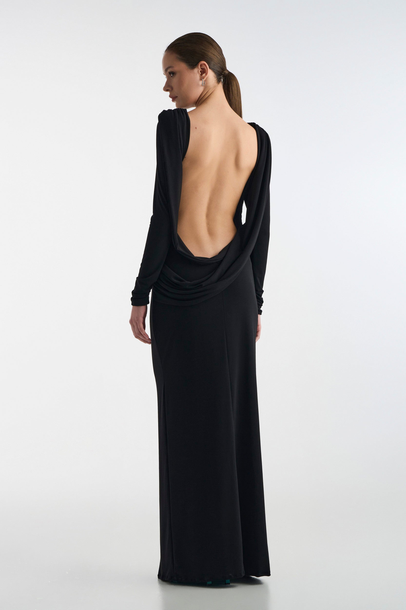Open Back Long Black Dress