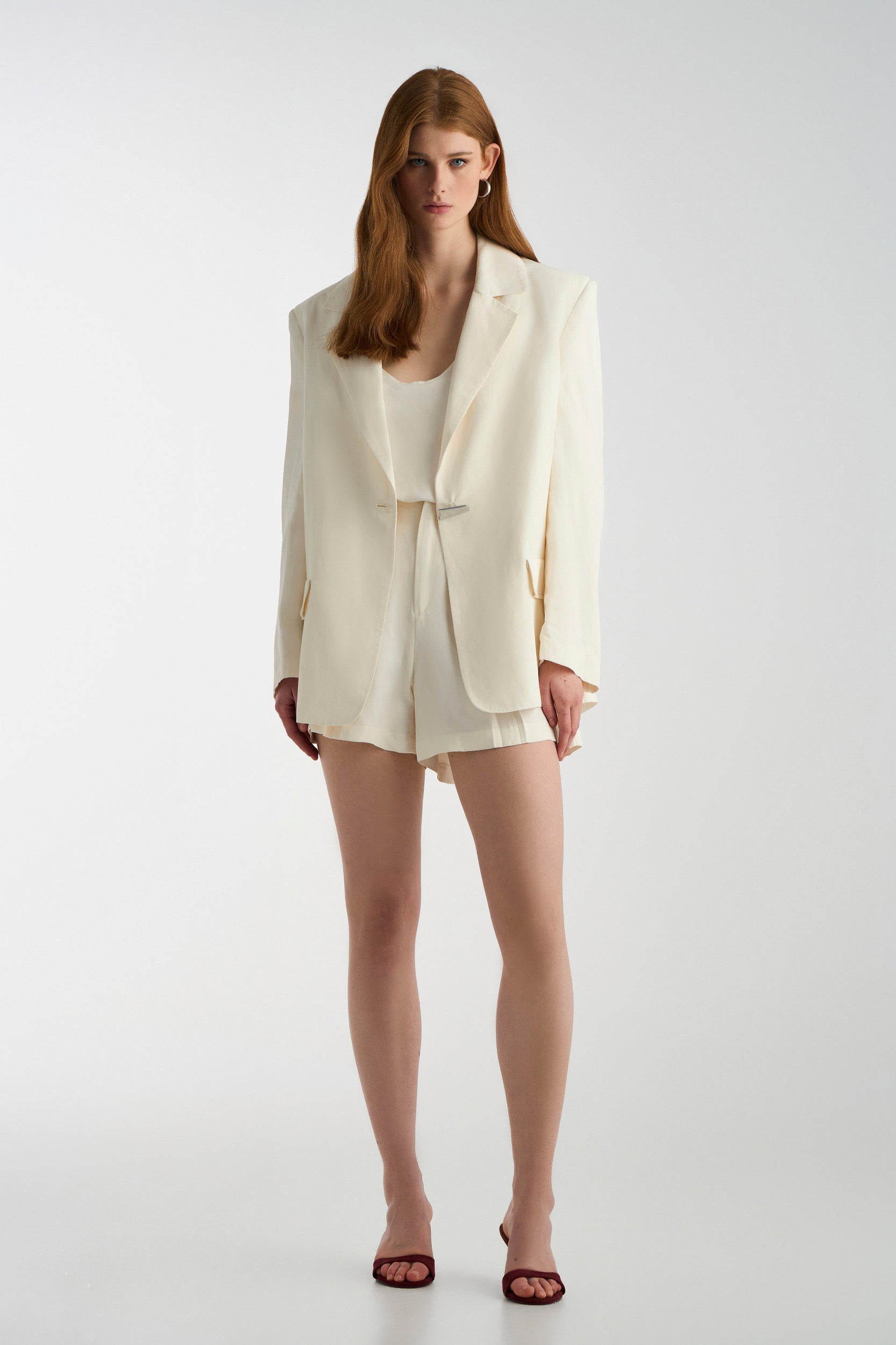 Linen Oversized Blazer White