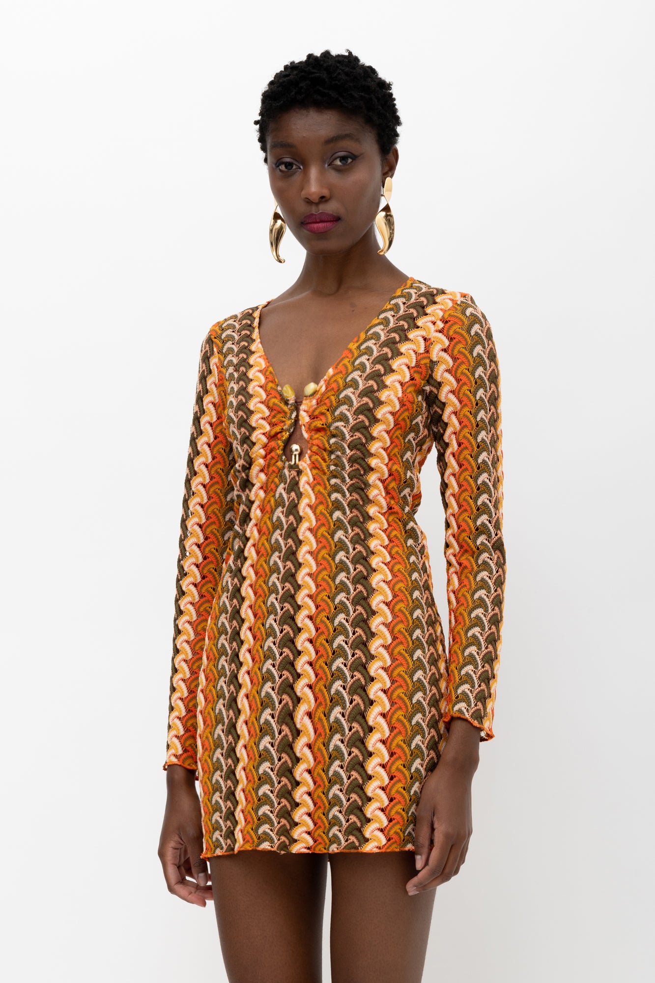 KIMINO ORANGE GREEN DRESS