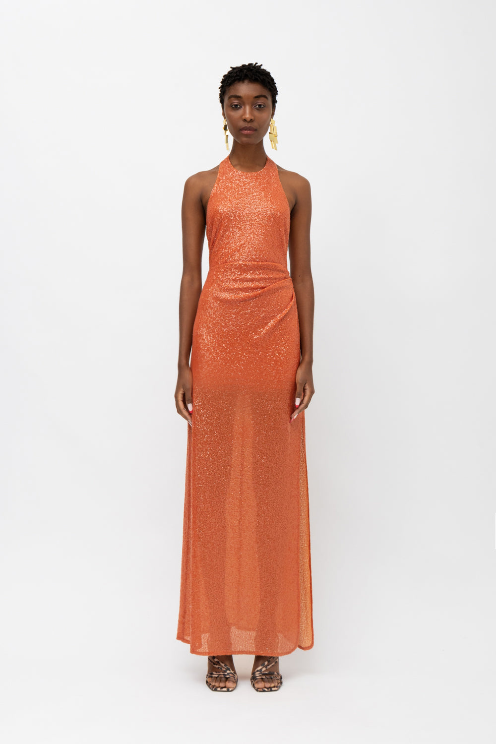 NAISHA ORANGE DRESS SEQUIN
