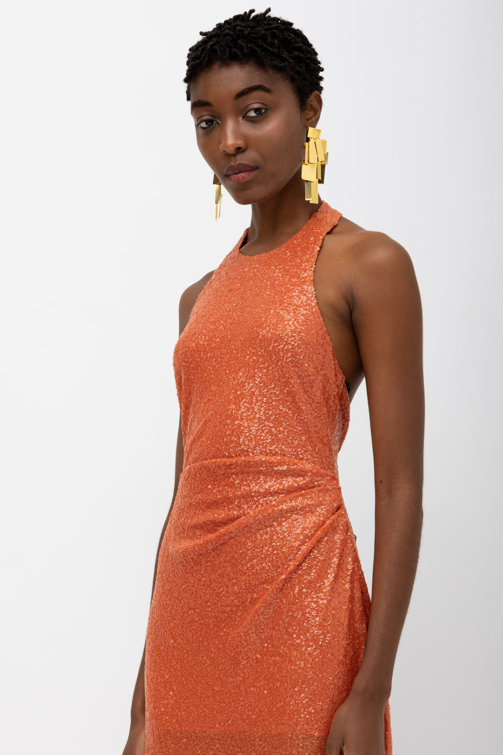 NAISHA ORANGE DRESS SEQUIN
