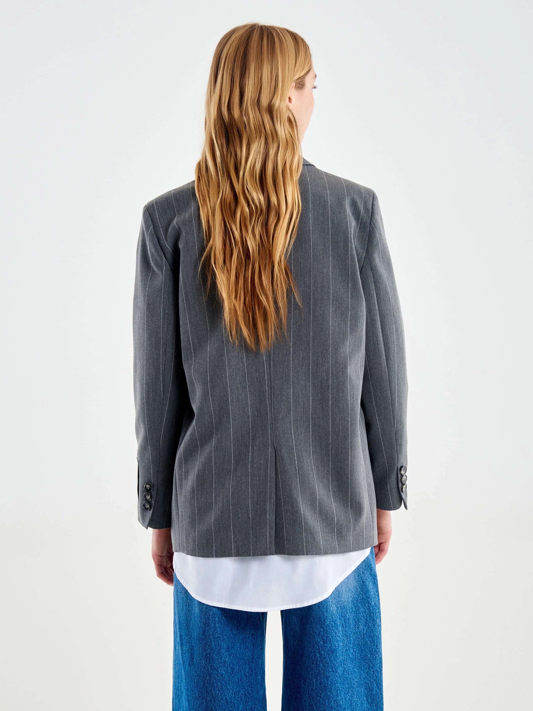 Pinstripe Single-Breasted Blazer