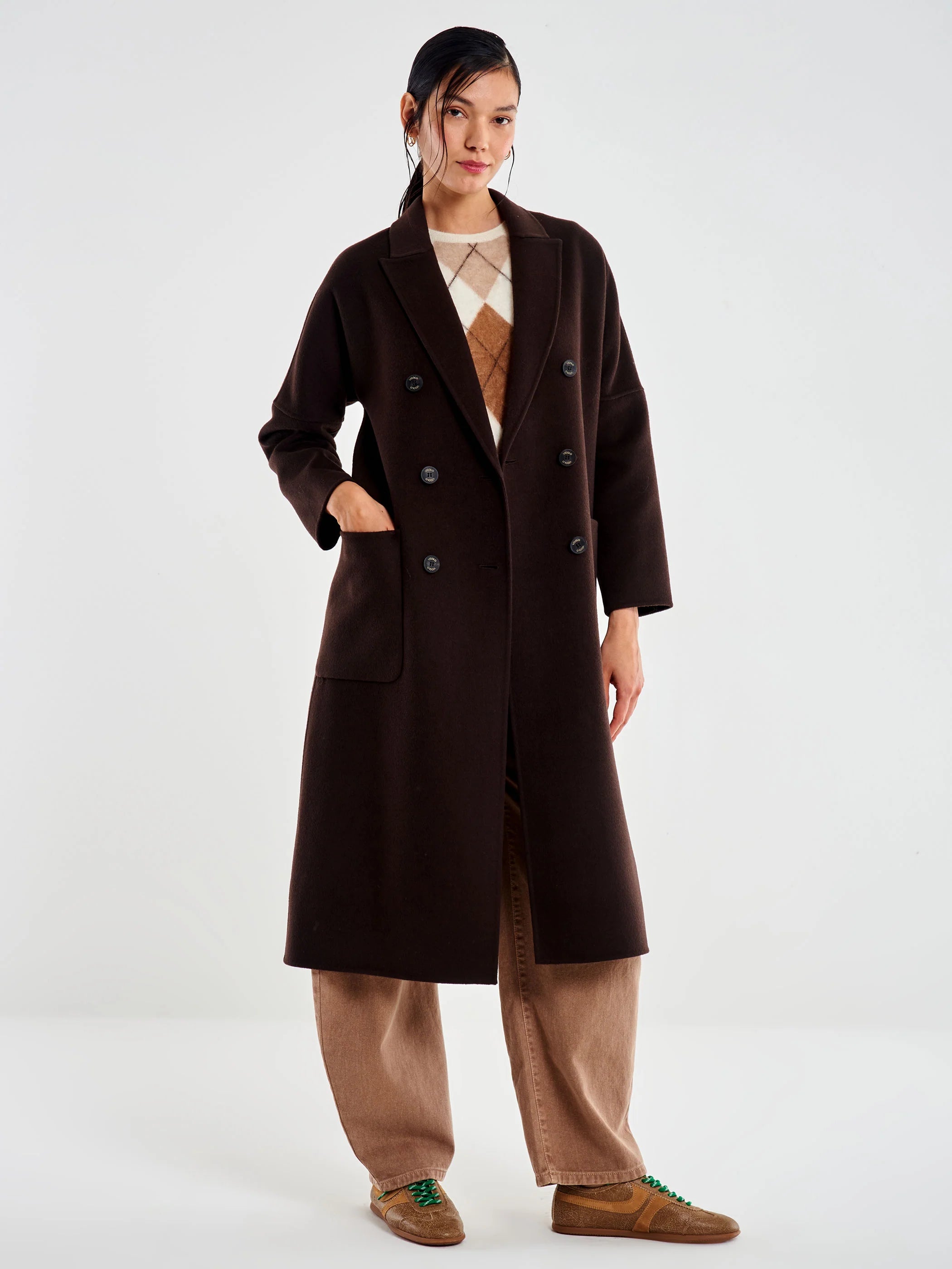 New In Basic Long Double-Breasted Coat TF0001