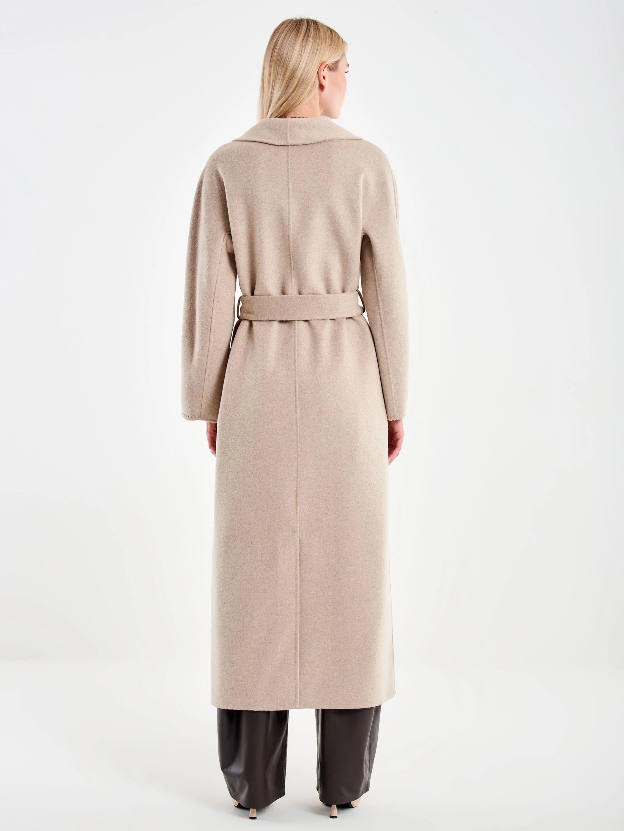 Long Coat with Belt Beige TF0004