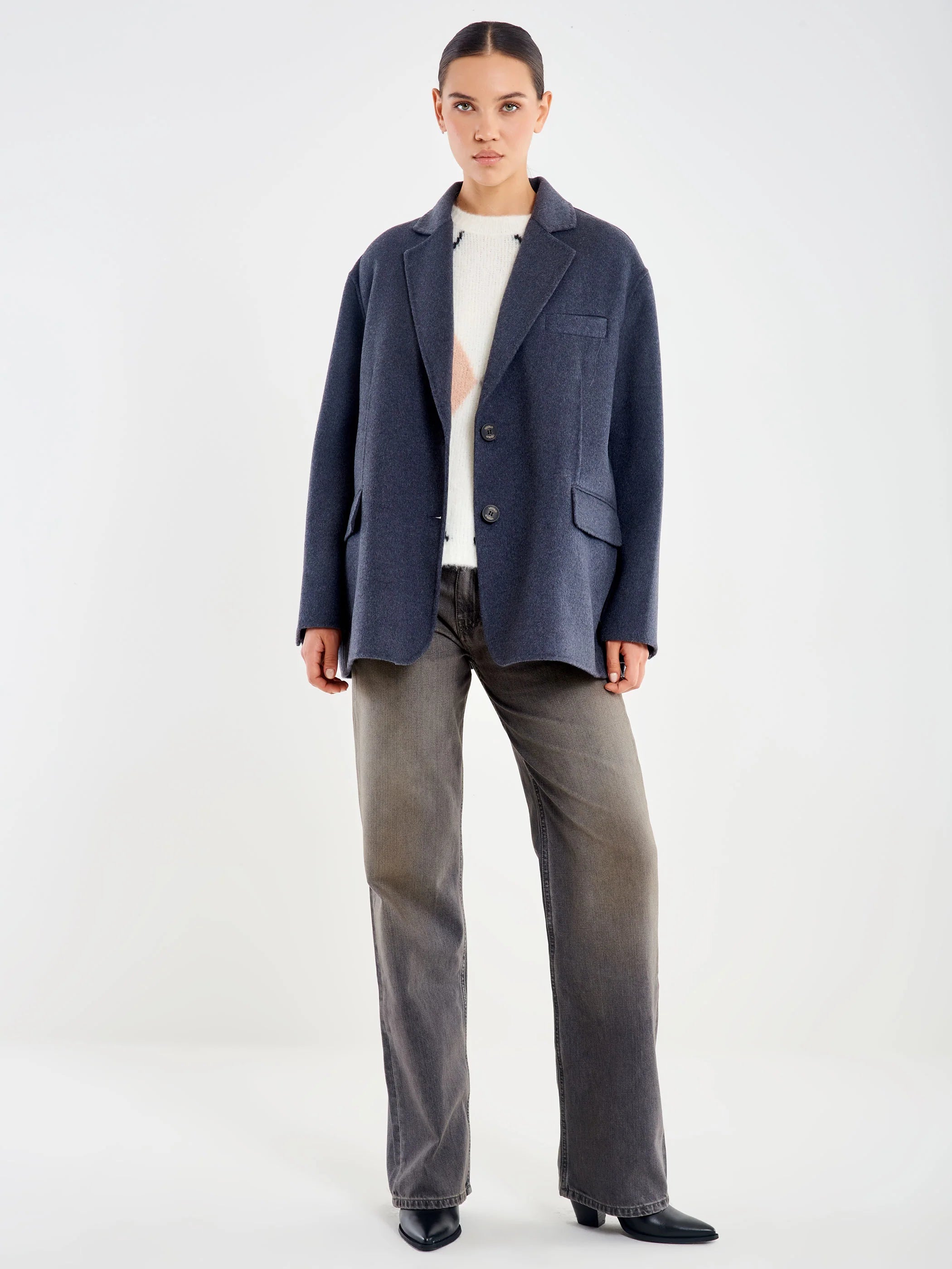 Oversized Wool Jacket  Gray Antracite TF0005