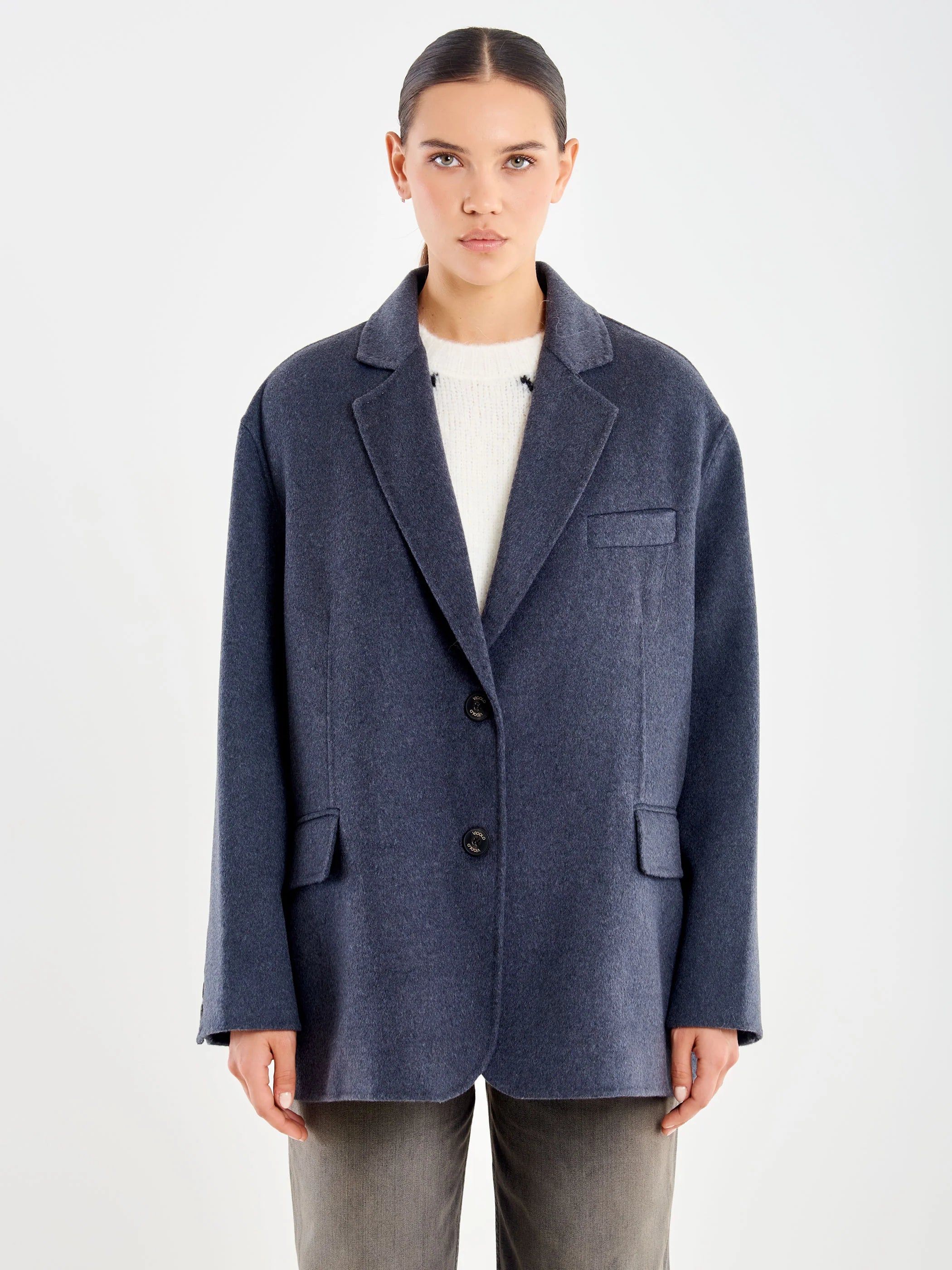 Oversized Wool Jacket  Gray Antracite TF0005