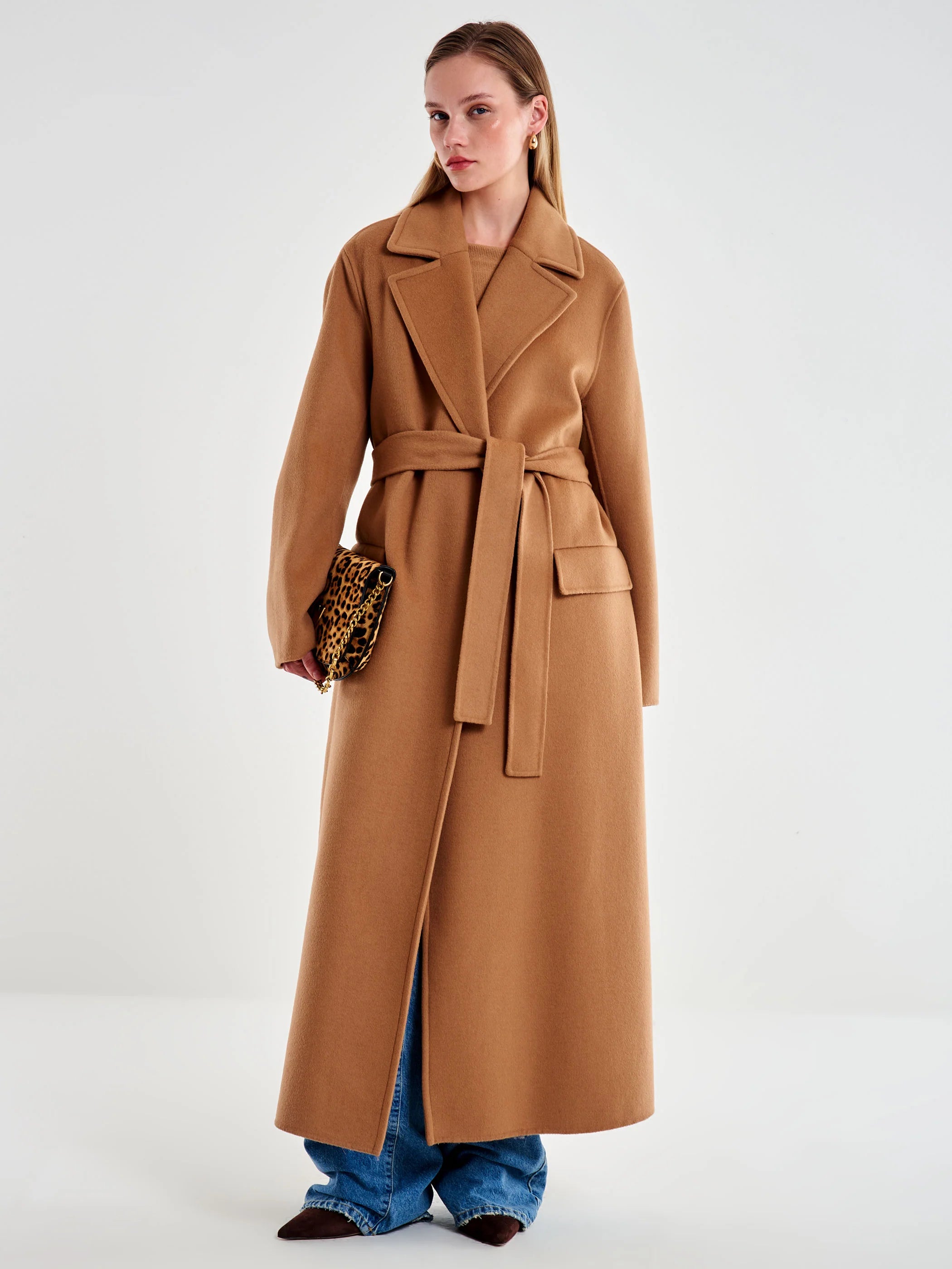 Camel Padded Belted Coat TF0058