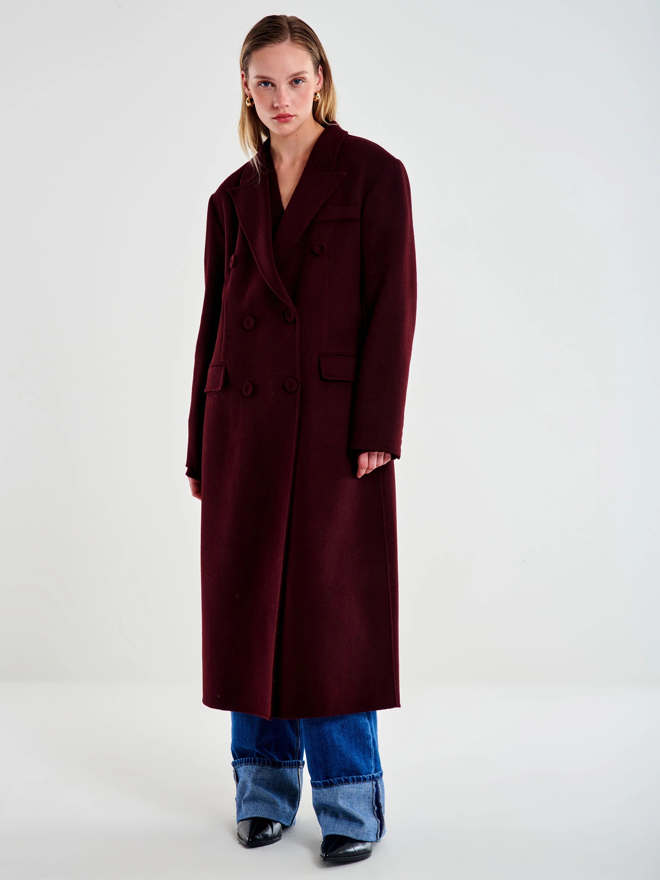 Cappotto Maxi Spalle Sfiancato Bordeaux TF0059