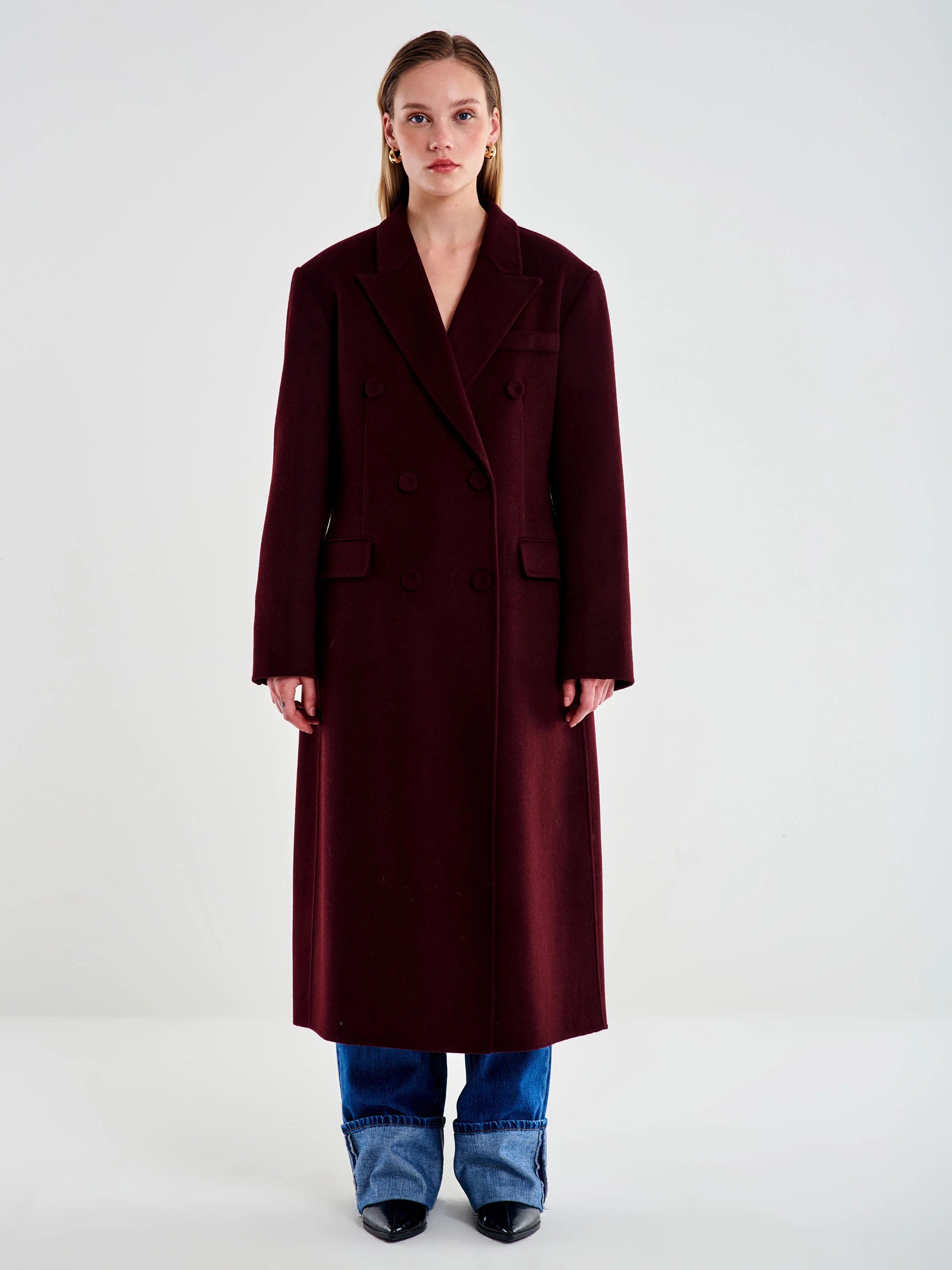 Cappotto Maxi Spalle Sfiancato Bordeaux TF0059