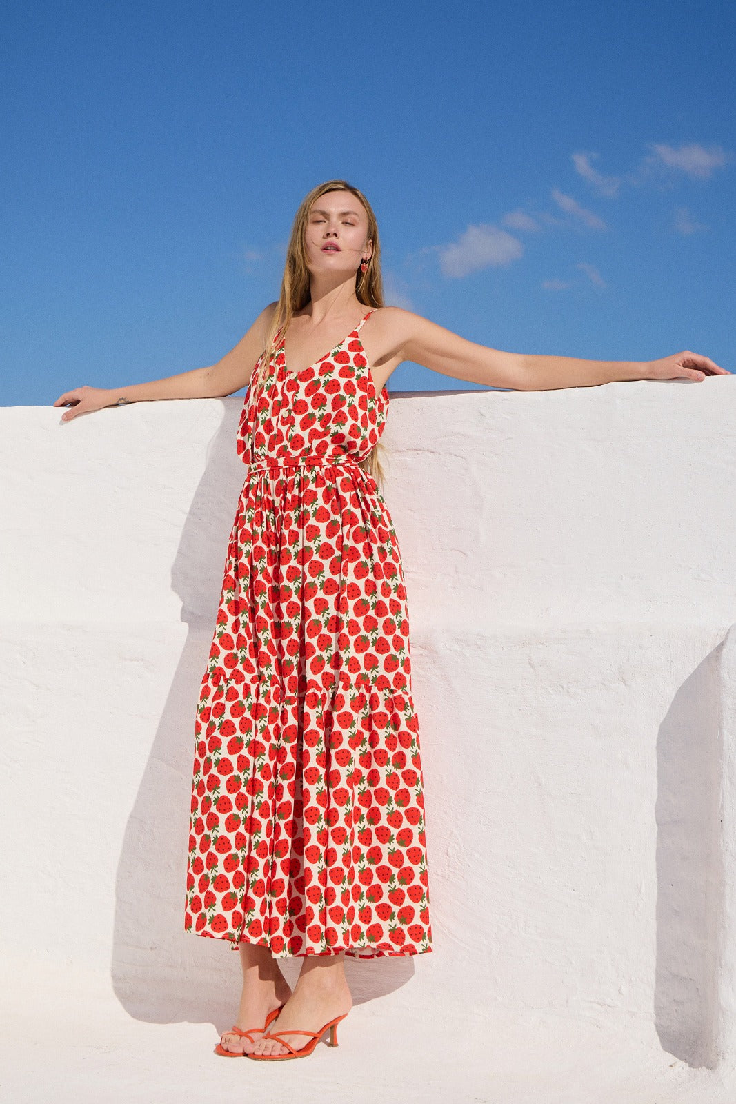 FOTINI STRAWBERRY DRESS ECRU
